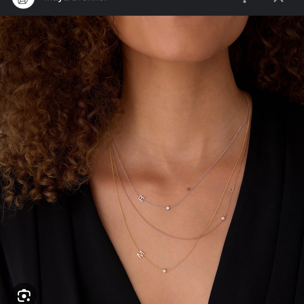 Maya Brenner initial necklace (letter M) with diamond